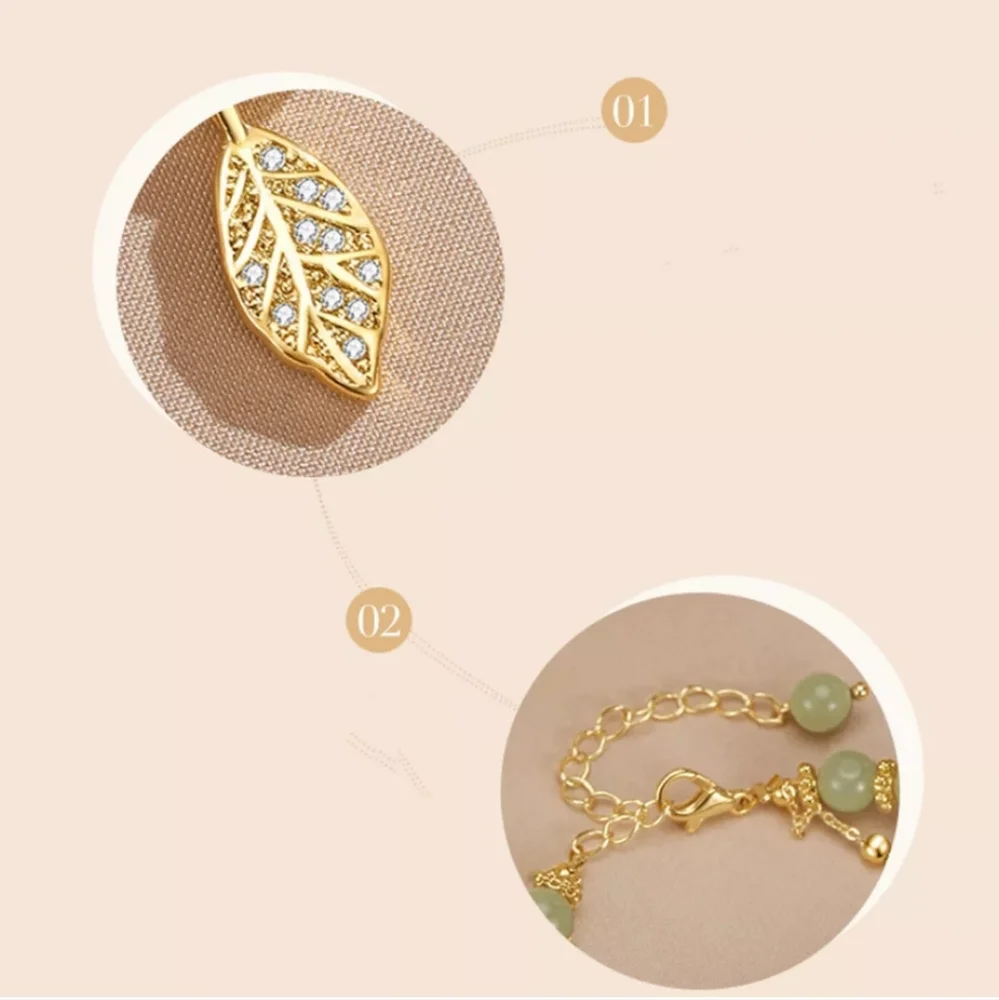 Jadine Gold Leaf Crystal Bracelet.